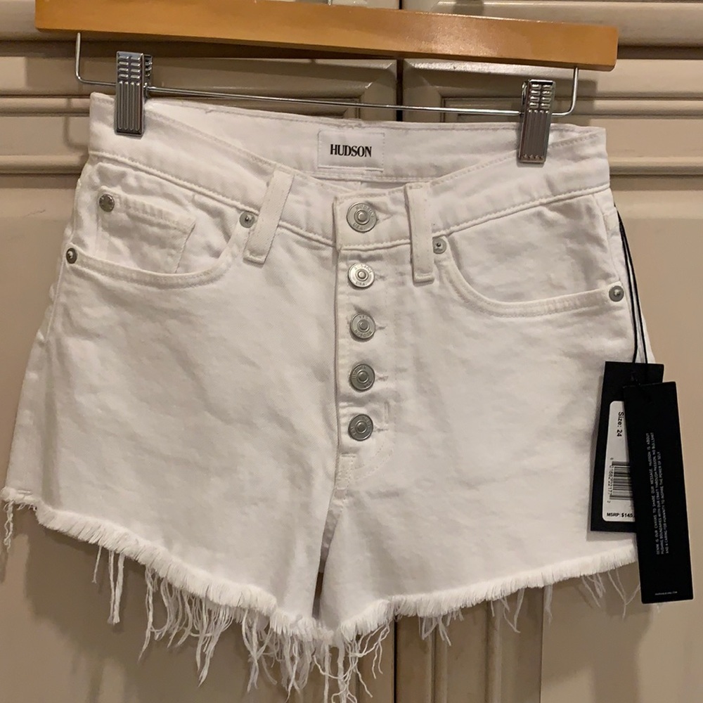 Hudson NEW Zoeey high rise white cut off shorts